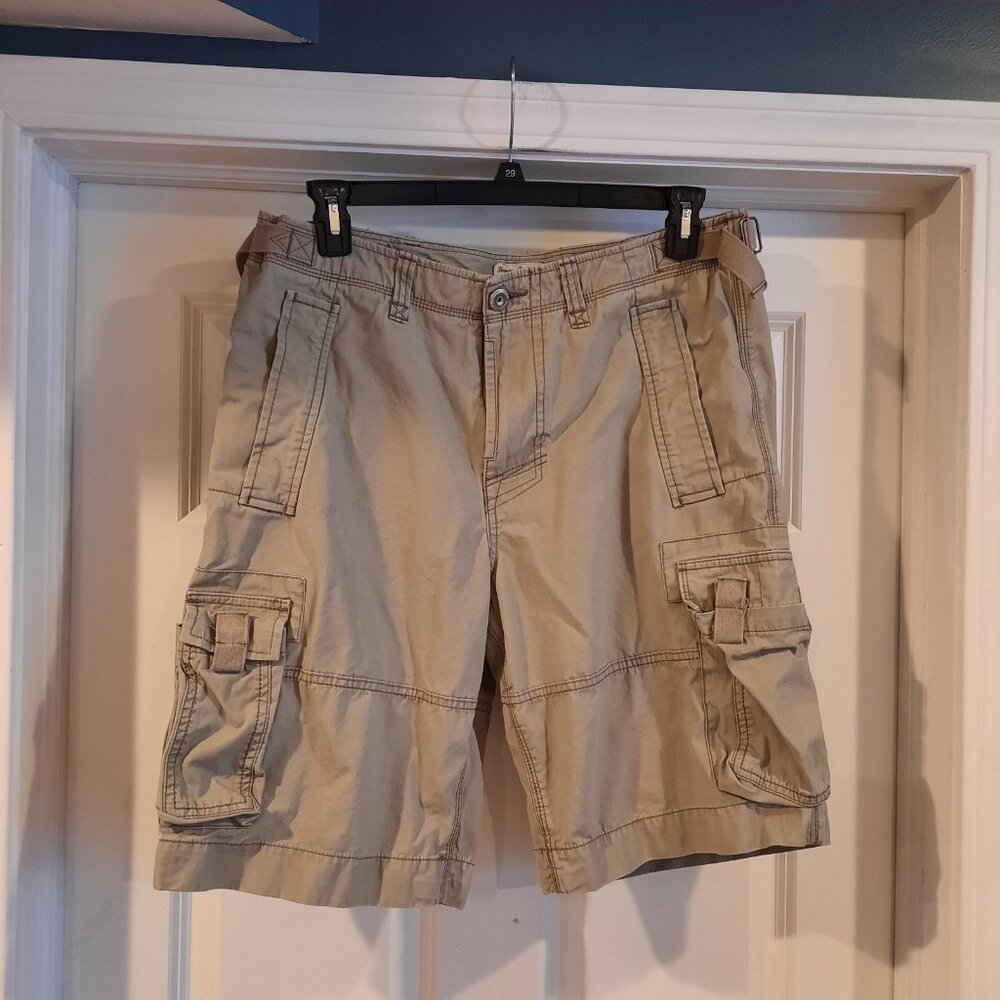 Tommy Bahama Shorts Mens 34 Grayish Tan Khaki Cargo Vtg‎ Y2K Baggy Army Military